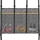 Trampoline Shoes Bag, 3 Pouch Storage Mesh Bag Trampoline Shoe Holder,Indoor Household Item Fitness Shoes Organizer, Trampoline Item Storage Accessories Equipment Bag, black