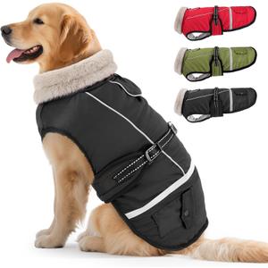 Dog Coat, Warm Dog Winter Coat Reflective Jacket Waterproof Fleece Vest, Pet Jacket Cozy for Cold Weather, Dogs Snowsuit Windproof, Adjustable Buckle for XLarge Dogs