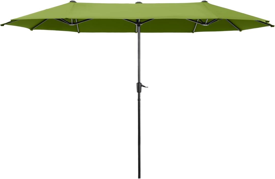 HERA'S PALACE 13 ft Patio Umbrella Double-Sided Outdoor Market Umbrella Rectangular Large with Crank for Patio Shade Outside Deck or Pool, Lime
