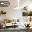 52 Inch White Ceiling Fan No Light, 3 Blade Wood Outdoor Ceiling Fans for Patios Gazebo Porch Living Room, Reversible Modern Wet Rated Indoor Ceiling Fan without Lights with Remote