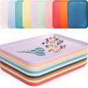 Lyellfe 10 Pack Plastic Art Trays, Stackable Activity Crafts Organizer Tray, 12 x 8.6 Inch Fast Food Cafeteria Serving Platter for DIY Projects, Painting, Beads