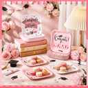 FoldTier 100 Pcs Rose Gold 2026 Graduation Party Plates 7 x 7 in Congrats Grad Dessert Paper Plates Class of 2026 Disposable Square Cake Decorative for Graduation Cocktail Party Supplies, approx. 7 x 7 inches