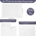 Fuutreo 500 Counts White Envelopes 6 x 9 Inch Self Adhesive Catalog Security Mailing Envelopes with Adhesive for Mailing Storage Organizing Home Office