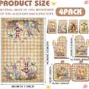 VitalCozy 8 Pcs Easter Kitchen Towels Oven Mitts and Pot Holder Sets Happy Easter Floral Kitchen Towels Retro Dish Towel Cute Bunny Egg Cross Heat Resistant Oven Gloves Potholder for Holiday Baking