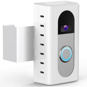 QIBOX Anti-Theft Video Doorbell Mount Compatible with Ring/Blink Video Doorbell 4/3/3 Plus/2/1/(2020 Release), Adjustable No-Drill Mounting Bracket Adapter Holder Accessories for Home Rentals, White