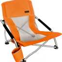 Nice C Chair Beach, Low Beach Chair, Sling, Folding, Portable, Concert, for Adults, Kids, Boat, Sand Chair with Cup Holder & Carry Bag (1 Pack of Orange)