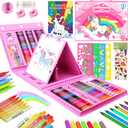 homicozy Art Supplies for Kids,Drawing Kits Unicorn Art Case Coloring Set with Double Sided Trifold Easel,Crayon,Colored Pencil,Marker,Coloring Book,Stencil,Sticker,Drawing Stuffs Gifts for Girls 4-12
