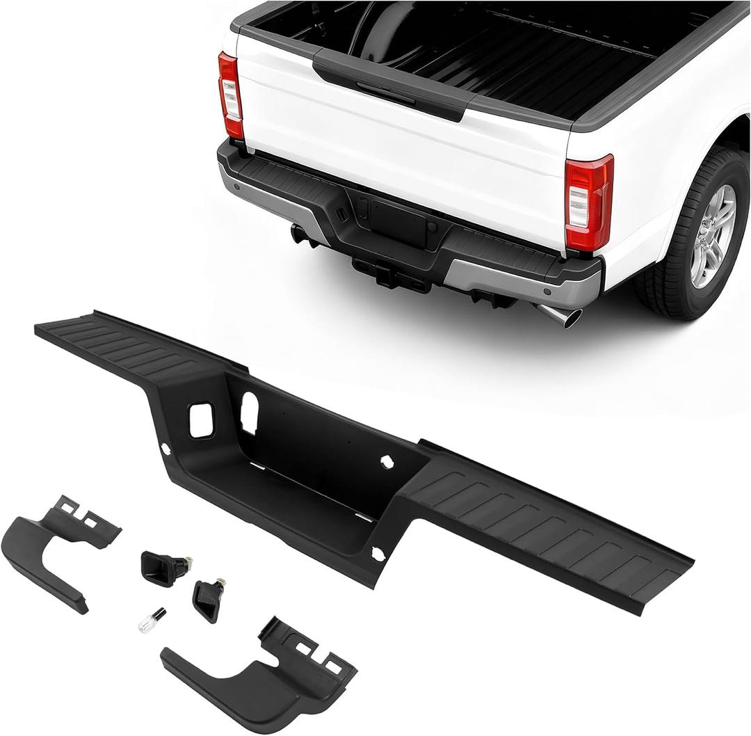 ALMULOO Rear Bumper Step Pad Compatible with 2017-2022 Ford F-250 F-350 F-450 Super Duty w/Park Assist Holes Replacement for HC3Z17B807BE HC3Z17B807B FO1191147 FO1191148 Painted Matte Black