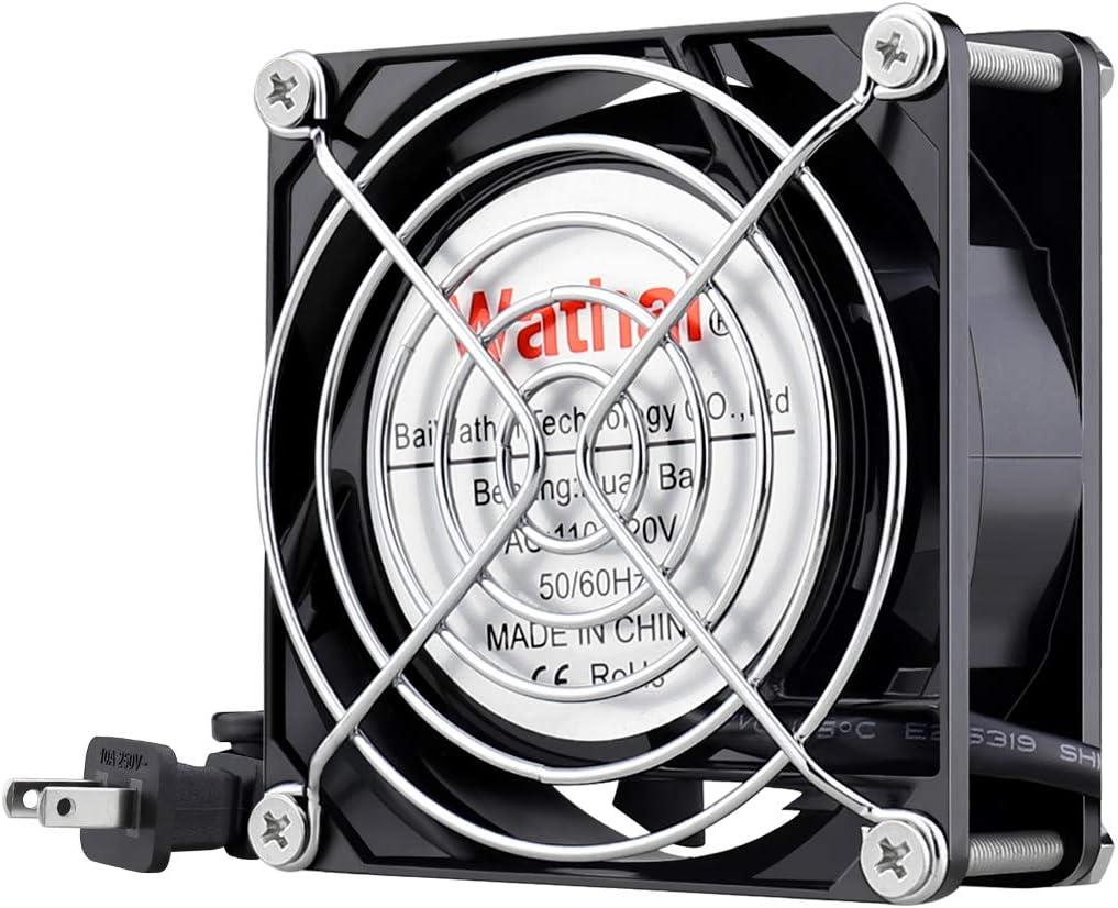 Wathai AC Axial Fan 110V 120V 80mm x 25mm Ventilation Exhaust Fan with AC Plug, for DIY Cooling Projects