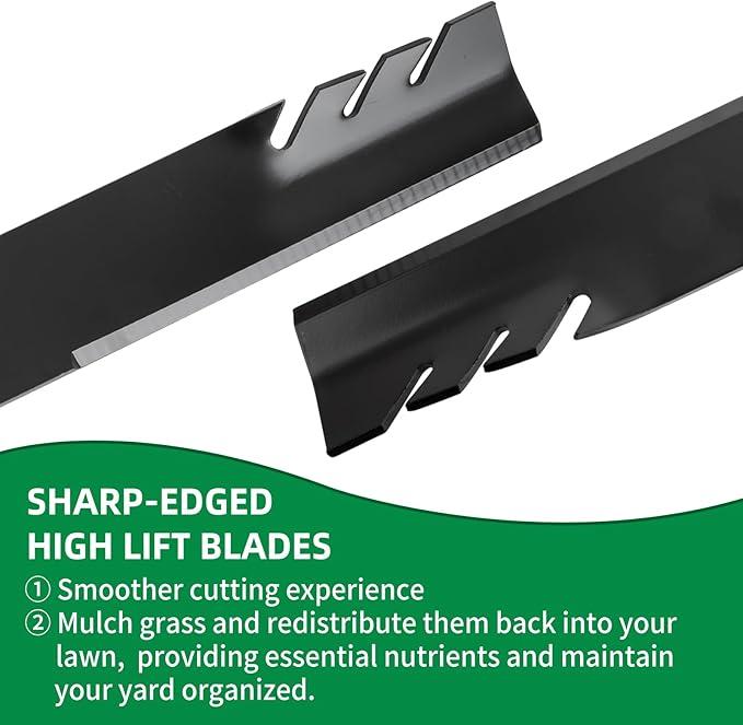 103-6338 Blade Set for Ex Mark 60'' Deck, Toothed Mulching Blade Compatible with Ex Mark Lazer Z AC, Bad Boy Toro Hustler Zero Turn Mowers, Replace for 116-5173-S, 103-6338-S, 103-2530, 2 Pack