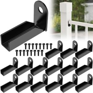 16Pack Black Carbon Steel Fence Mounting Brackets for 1" x 1" Square Rails, Fence Panel Internal Connectors