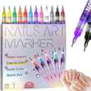 2026 New 12 Colours Nail Art Markers, Nail Art Pens tools, Nail Polish Pens Set with Fine Tip,Water-Based Quick Dry Ink for DIY Nail Art, Manicure & Nail Design