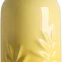 Sweejar Ceramic Olive Oil Dispenser Bottle, 20 Oz Relief Opaque Oil Cruet Protects To Reduce Oxidation, Suitable for Storage Soy Sauce, Coffee Syrup, Liquids, Set of 1 (Gradient Yellow)