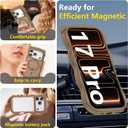 3 in 1 Magnetic for iPhone 17 Pro Case for Women Girls,1X Screen Protector+1X Camera Lens Protector,Compatible with MagSafe,Translucent Matte,Cute Cat-Ear Wavy Phone Case,6.3",Brown