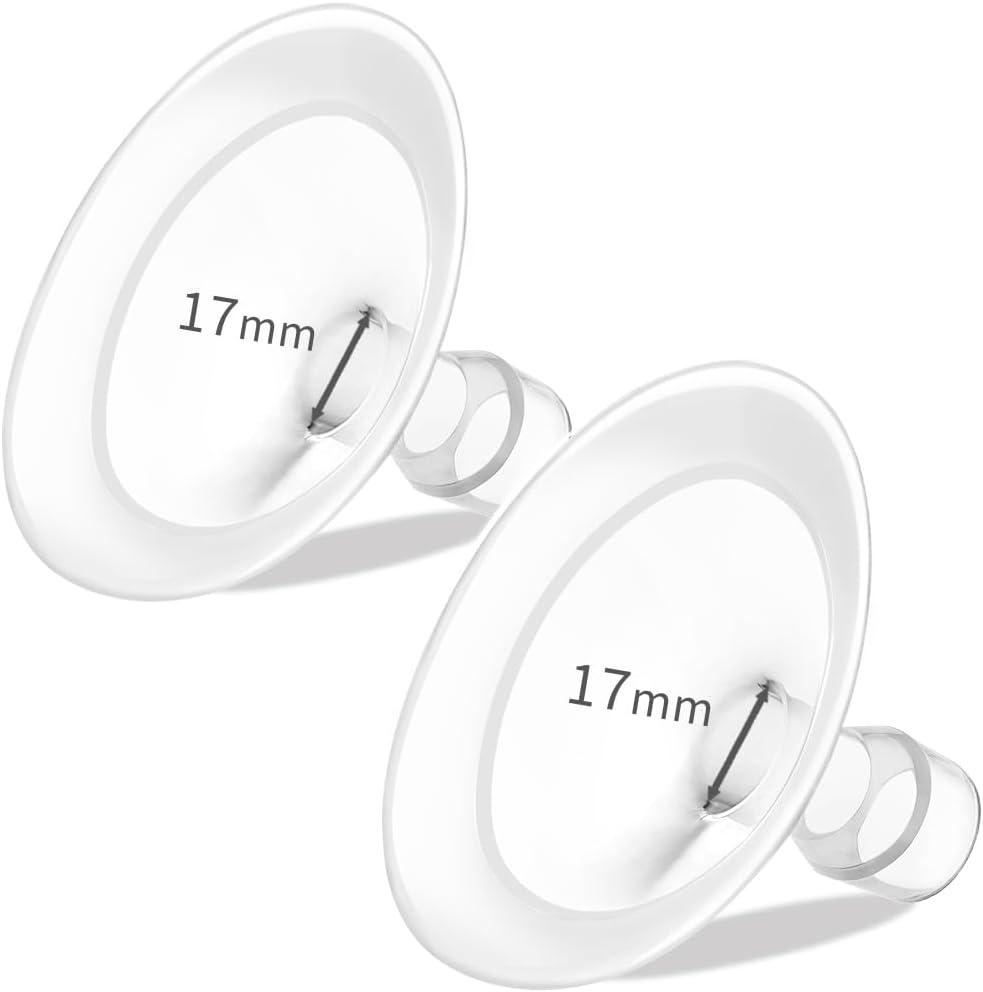 PumpMomus 17mm Flange with Soft Rim, Breast Pump Shields Flanges for Medela, Replace Flange Compatible with Medela Breast Pumps PersonalFit, Freestyle, Maxflow, Freestyle Flex Swing Maxi Connector