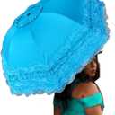 WENDIN Vintage Foldable Lace Parasol Gothic Umbrella rain Anti-uv Protection parasol sunblock umbrella dome Photo Props girls women lace umbrellas (Manual Blue)