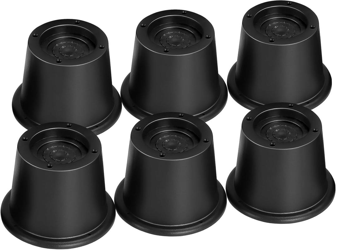 Shouwuhho Bed Risers 2 inch, 3 Inch, Heavy Duty Round Furniture Risers Lifts 2" for Table, Desk Leg, Sofa, Couch, Adjustable Bed Frame Risers Supports Up to 6,000 Lbs, Black, 6 Pack