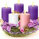 Cindeer 3 x 4 Inch Advent Candles Set of 5 Christmas Pillar Scented Advent Candle for Advent Wreaths Candle Holder Advent Votive Purple Pink Candles for Advent Seasonal Celebration Home Church