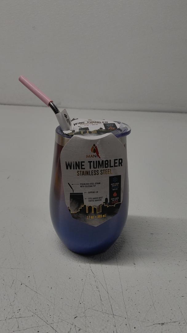Manna Wine Tumbler Stainless Steel 17 Oz Blue