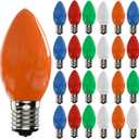 25 Pack C9 LED Multicolor Christmas Light Bulbs Shatterproof, E17 Intermediate Base Bulbs C9 LED Multicolor Replacement Lights Bulbs for Outdoor Christmas String Lights Patio Garden Party Decorations (Multi-colored-new)