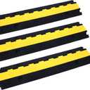 Cable Ramp Cable Protector Ramps Wire Hose Protective 2 Channel Traffic Rubber Plastic Cord Cover Speed Bump for Asphalt Concrete Gravel Driveway Outdoor, 3 Pack