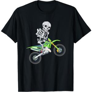Skeleton Dirt Bike Shirt Motocross Biker Halloween, S