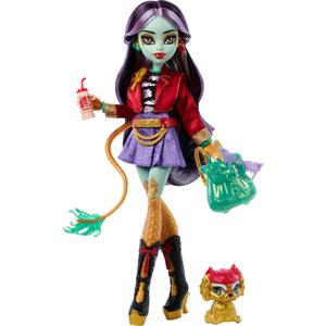 Monster High Jinafire Long Doll, Dragon with Pet Dog Cloudy Yun Yun and 7 Accessories Like Sketch Pad, Yogurt Drink, Backpack and More