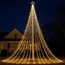 VIHOSE 21.3FT 1560LED Flagpole F8 LED Christmas Tree with Flag Pole Mega Topper Light Hook for Existing 20ft Flag Pole 8 Mode Outdoor Christmas Decoration Light Xmas Patio Yard Party (Without Flagpole)