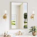 Keonjinn 24 x 36 Inch Brushed Nickel Bathroom Mirrors for Wall, Metal Frame
