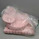 Fivenl 8 Pcs Cake Stand Pink Metal Dessert Table Display Set, 3-Tier Cupcake Stand, Cake Display Tower and Cookie Tray Rack Serving Tray for Birthday Party, Weddings, Baby Shower (Pink)