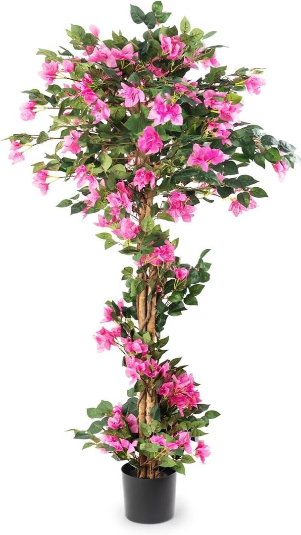 5FT Artificial Bougainvillea Tree – Faux Silk Pink Bougainvillea Plant with Pot for Indoor Outdoor Decor, Tall Fake Tropical Tree for Home, Office, Patio, Balcony, Wedding Decoration