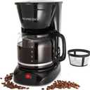 Mixpresso 12 Cup Coffee Pot, Auto-Off & Reusable Filter, Large Drip Coffee Maker, Borosilicate Glass Carafe, Anti-Drip, Water Window, Easy On/Off Switch, Black Coffee Machine