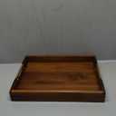LotFancy Wood Serving Tray, 17x13 Inch, Large Ottoman Tray with Handles, Decorative Wooden Tray for Living Room, Ottoman, Coffee Table, Countertop Centerpiece (Brown)