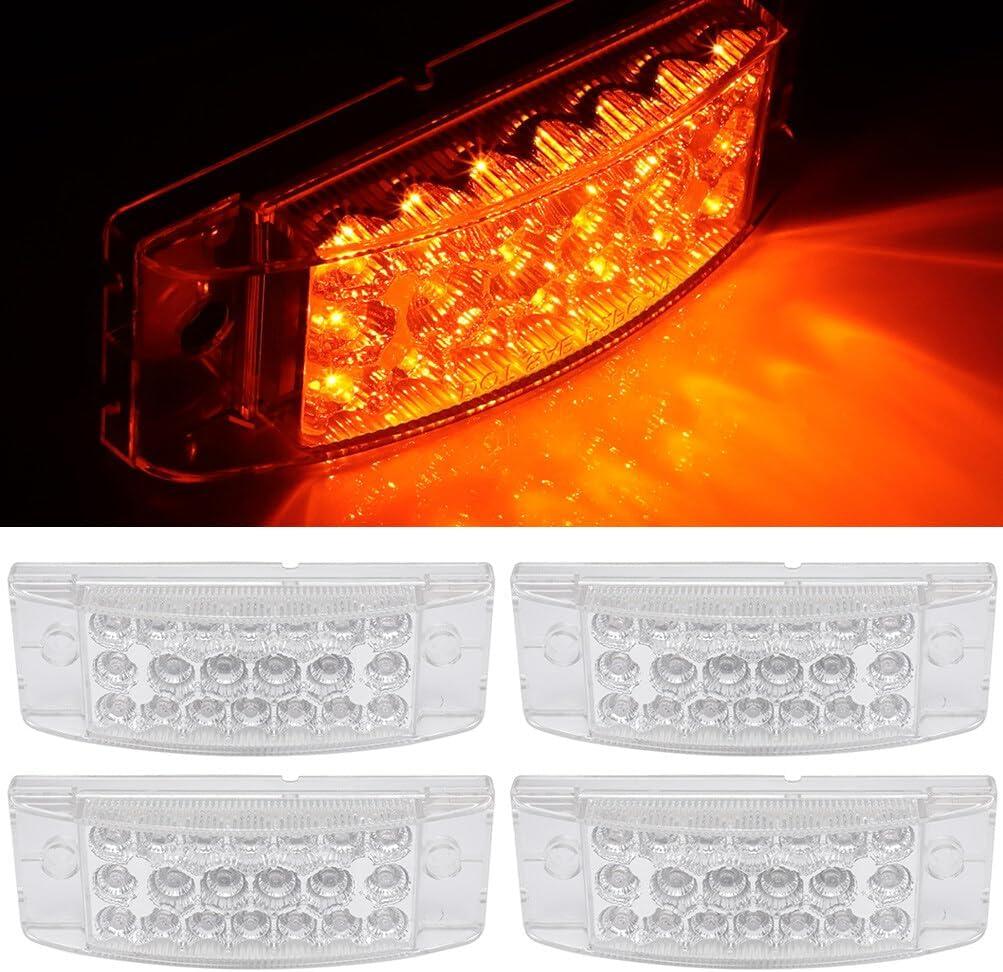 cciyu 4x Clear 6" LED Rectangle Side Marker Clearance Trailer Lights 21 Diodes with Reflectors Waterproof Rectangular Led Stop Turn Tail Brake Lights Surface Mount