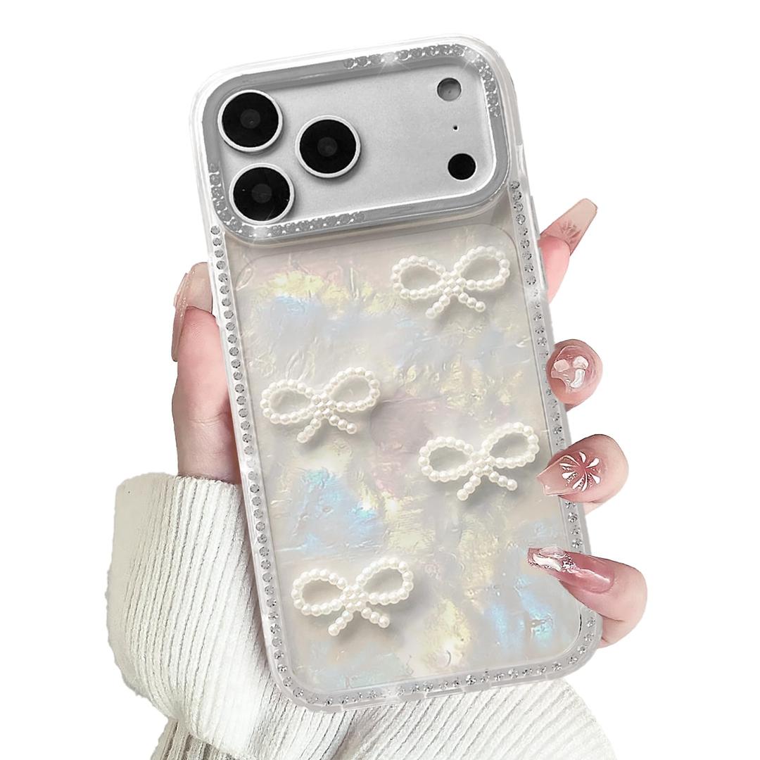 Lovmooful for iPhone 17 Pro Max/iPhone 18 Pro Max Case Bowknot-White Conch