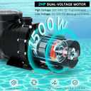 Pool Pump Above Ground/Inground, 2 HP 6900GPH Powerful Selfpriming Pool Pumps for 15,000-31,000 Gallons Pools, Dual Voltage Swimming Pool Pump with Strainer Basket & Drain Plug (2.0HP)
