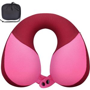 COOLBEBE Kids Travel Neck Pillow, Softly Headrest Travel Pillow for Car & Airplane, Traveling Gifts for Toddler & Children (1, Raspberry Powder)