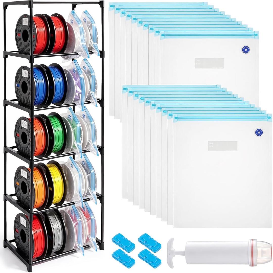3D Printer Filament Storage Rack 5 Tier with 20 Vacuum Storage Bags