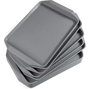 Plastic Fast Food Tray,16.7 by 11.8-Inch,Set of 12, Grey