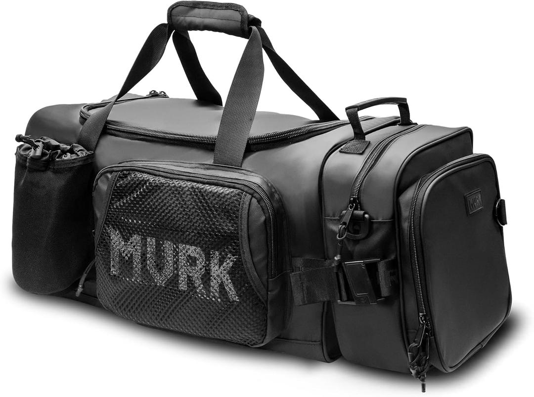 MVRK Travel Duffle Bag : 2-in-1 Waterproof Carry-on Size for Airplane Travel - TSA Compliant Black Travel Bag For Overnight, Gym, Sports, and Weekend Bag (50L)