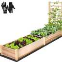 VIVOSUN Wooden Raised Garden Bed, 48 x 24 x 30 Inches, Outdoor Wood Planter Box with Gloves and a Liner, with Trellis for Vine Climbing for Garden, Patio, Balcony, Backyard and Outdoors
