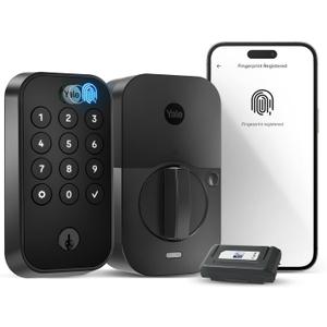 Yale Assure Lock 2 Touch Deadbolt, Black Suede Smart Entry Door Lock with Z-Wave (ZW3) Connected Touch Keypad and Fingerprint Scanner with Back-up Key, YRD410-F-ZW3-BSP