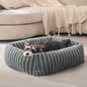 FURTIME Dog Bed for Small Dogs, Washable Orthopedic Dog Bed with Removable Cover, Rectangle Soft Calming Sleeping Puppy Bed Durable Pet Cuddler with Anti-Slip Bottom, Grey, S (20"x19"x6")