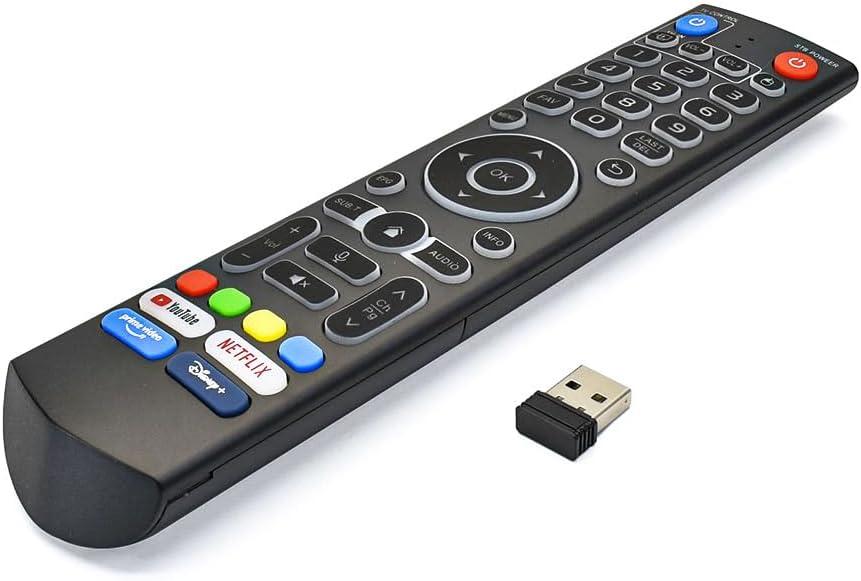 V3 Pro Backlit Voice Remote Compatible with vSeeBox V1 Pro/V1 Max/Elite/Max/ V2 Pro / V3 Pro / V3 Plus / V5 Pro Remotewith Stable ConnectorFour Quick Function Keys