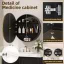 30 x 30 in Round Gold Mirror Medicine Cabinet Surface Mounted, Circular Modern Bathroom Medicine Cabinet with Mirror, Metal Framed Medicine Cabinets with Tempered Glass Mirror