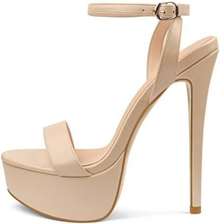 MERUMOTE Women's Platform Heels Sky High Heel Sandals Party Bridal Evening Shoes 7.5