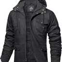 MAGCOMSEN Men's Winter Jacket Cotton Fleece Lined Warm Jackets Work Cargo Military Coats with 6 Pockets, Size Large