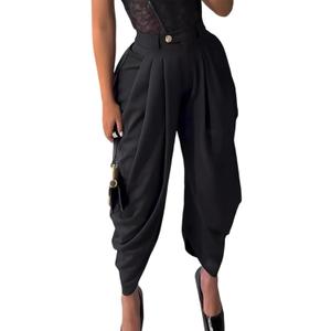 Unybwonn Women's Dress Slacks Pants Casual Pleated Business Work Pants Wide Leg High Waisted Palazzo Pants Trousers (Black, M)