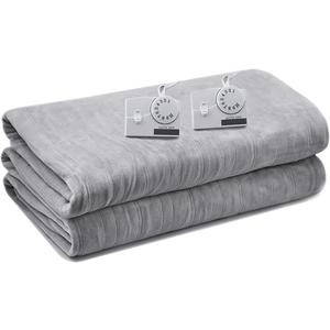 Electric Heated Blanket Queen Size, Flannel Warm Blanket with 10 Heat Settings, 10 Hours Auto Shut Off, Fast Heating Warming Blankets, Machine Washable, Grey, 84 * 90 Inchs