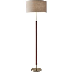 Adesso Floor Lamp, Natural Oak & Off-White Fabric, 3-Way, 65.5”